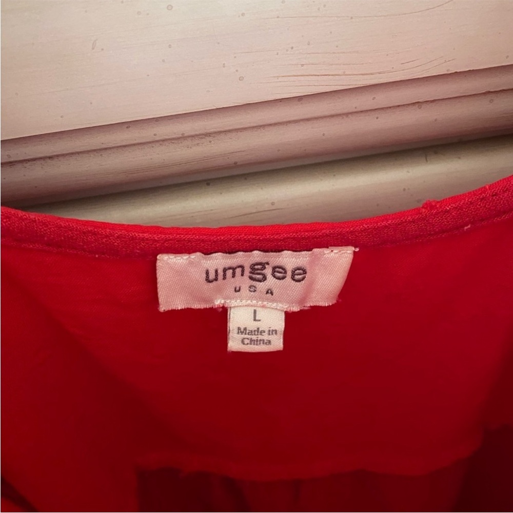 Umgee Red Linen Top - Picture 3 of 4